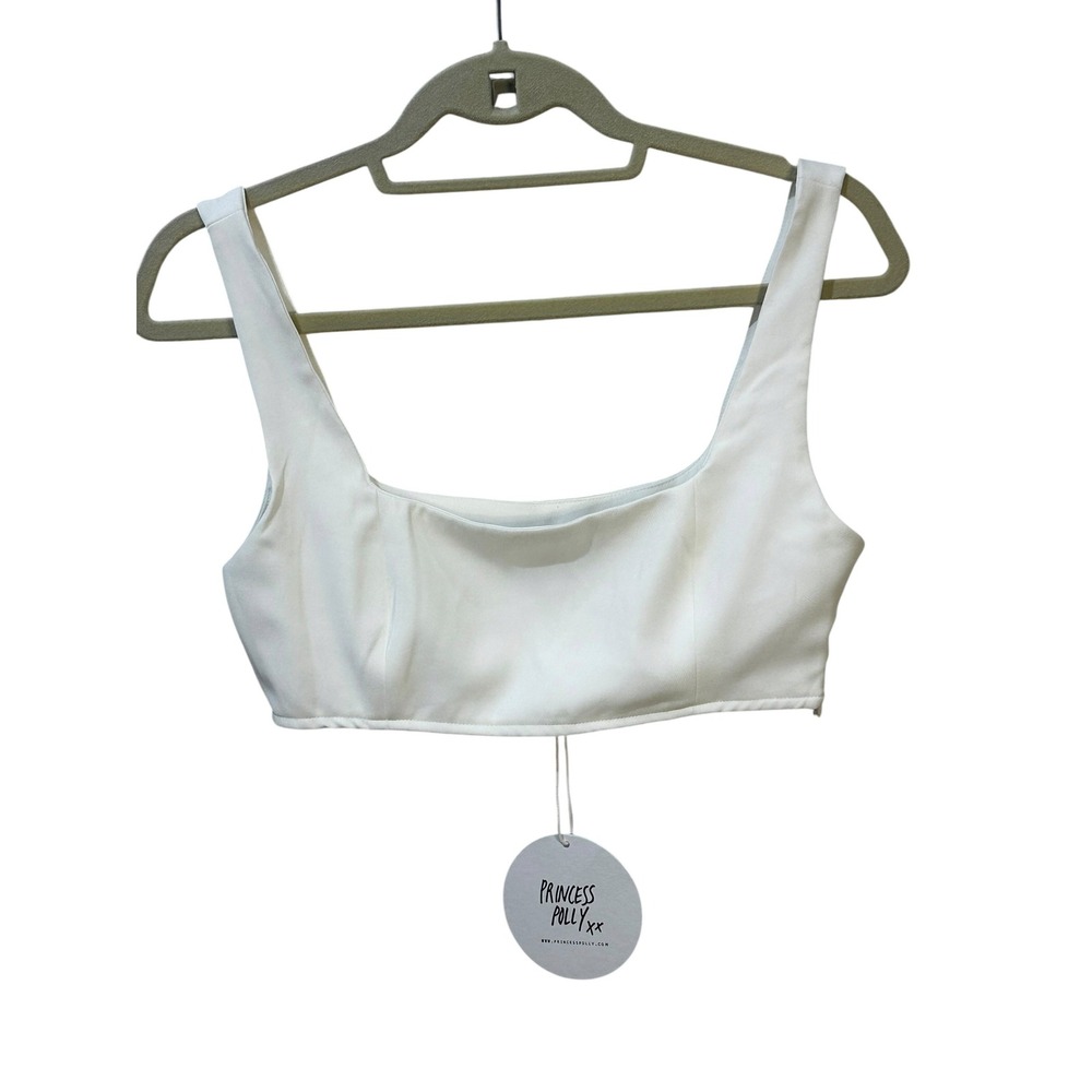 Princess Polly Huxley Set Crop Top 4 White Square Neck Side Zip Sleeveless - Picture 5 of 5
